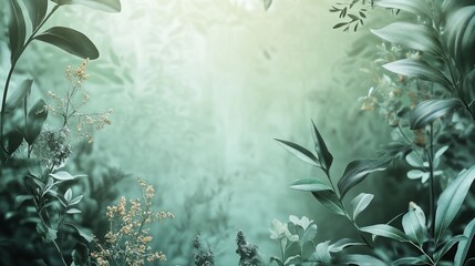 Enchanted Green: Serene Botanical Background