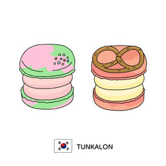 韓国料理＿トゥンカロンの線画イラスト