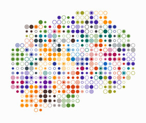 North Macedonia, shape of the country build of colored cells. Digital style map of the North Macedonia on white background. Large size circle blocks. Abstract vector illustration.