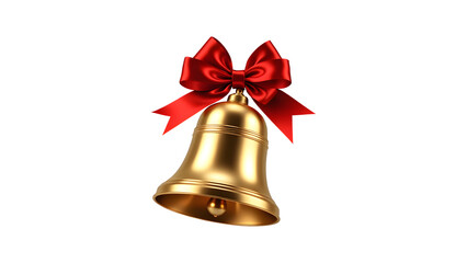 golden christmas bell with red ribbon