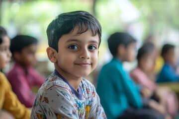 A young boy proudly shares his fasting experience with his friends at school. They listen eagerly, asking him how he stayed strong all day