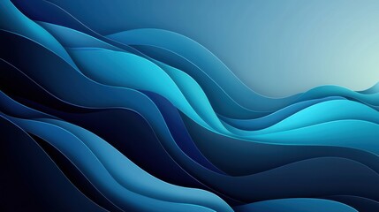 Vibrant Blue Abstract Background with Dynamic Waves Creating Depth and Motion