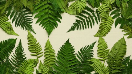Vibrant Green Leaves Against a Bright White Background Creating Contrast