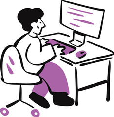 A Vector Hand Draw of Remote Working