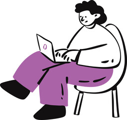 A Vector Hand Draw of Remote Working