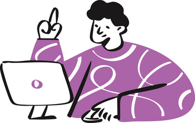 A Vector Hand Draw of Remote Working