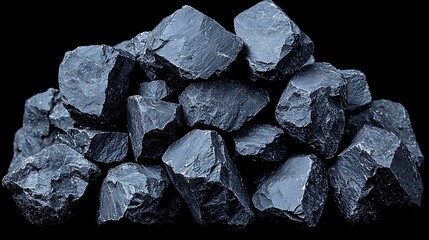 Dark Stones Pile for Black Background.