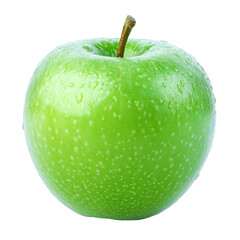 green apple with water drops - isolated on black