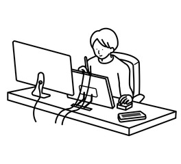 漫画制作をする人のイメージイラスト