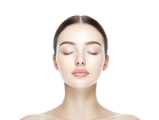 Serene woman with closed eyes, a portrait of tranquility and inner peace in soft light