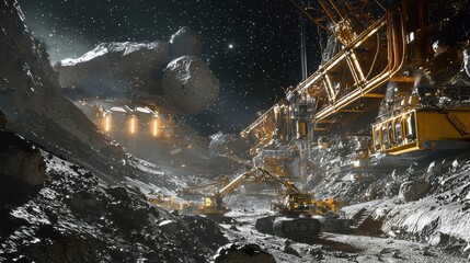 Space Mining Operation on Asteroid