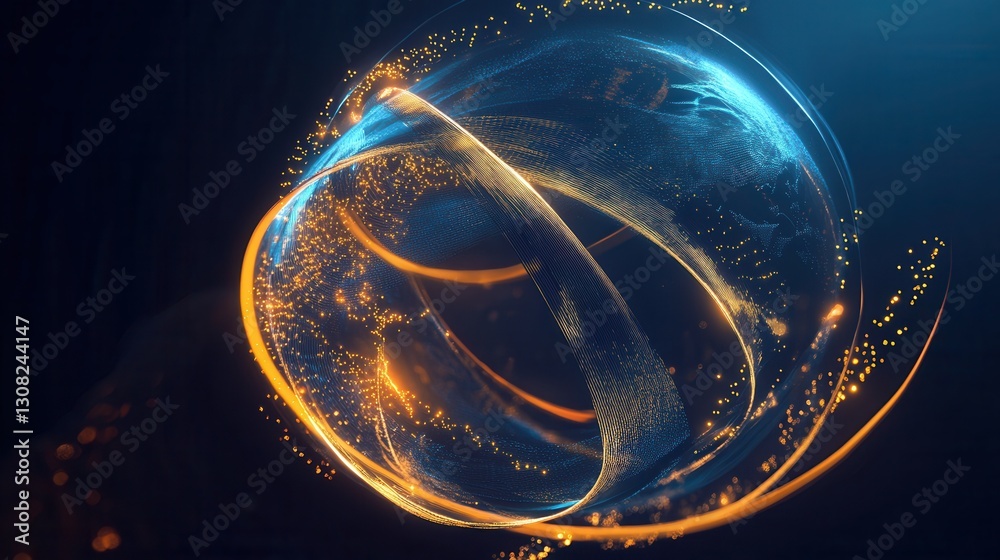 Poster Modern abstract background featuring stylized globe and glowing lines symbolizing international relations and connectivity Generative AI