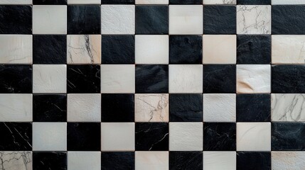 Fototapeta premium Elegant Black and White Tiled Floor Creating a Stylish and Modern Space