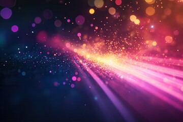 Fototapeta premium Bright beams of light cut through darkness creating vibrant sparks in an abstract design Generative AI