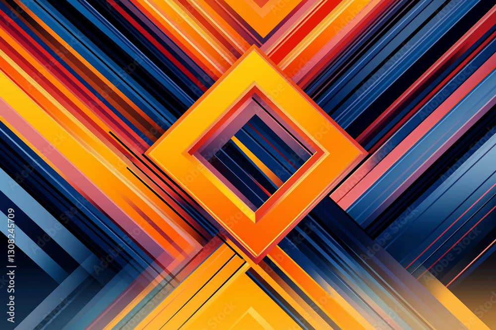 Leinwandbilder Colorful abstract background with intersecting lines and geometric shapes creating dynamic visual