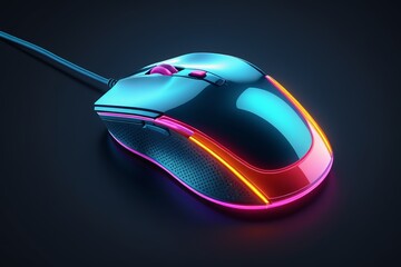 arafed computer mouse with a glowing glow on a dark surface
