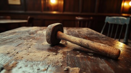 A close-up of a weathered wooden table reveals its rich, dark-brown grain beneath layers of accumulated dirt and grit, evoking stories hidden in every textured crevice