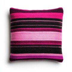 Stylish Pink and Black Striped Throw Pillow for Modern Decor, Generative AI.