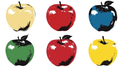 Colorful apples in a pop art style