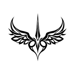 Obraz premium Tribal Winged Emblem - Sharp Black Tattoo Design