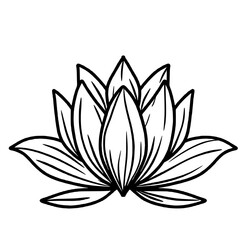 Lotus flower line art drawing of Traditional Thai Bangkok Thailand Illustration 