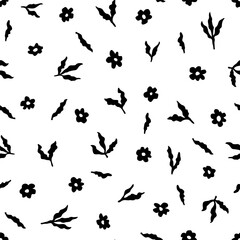 Vector seamless pattern with hand drawn cute flowers. Beautiful design for textile, wallpaper, fabric, wrapping paper and backgrounds.