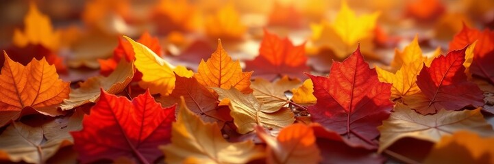 Close-up of fallen leaves in various shades of orange, red, and gold, leaf, close-up, texture