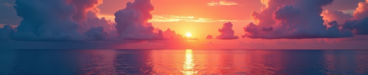Fototapeta premium Vibrant sunset hues paint Boracay's sky, reflecting on the tranquil ocean , restaurant, stunning, sand