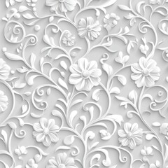 Ornate White Floral Pattern Background, Design, Decorative