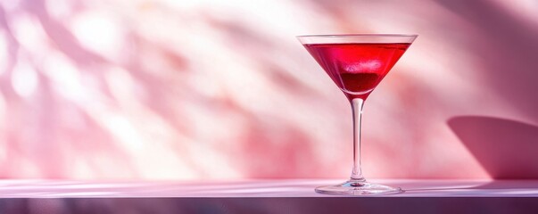 A beautifully crafted glass of deep red wine rests elegantly on a polished wooden table, reflecting soft light and casting delicate shadows, inviting a moment of relaxation and indulgence.