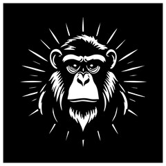 A black and white strong ape.