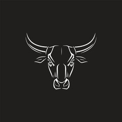 Bull head logo template vector icon illustration design in black and white colors