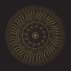 Ornamental mandala with golden color arabesque floral pattern islamic east style