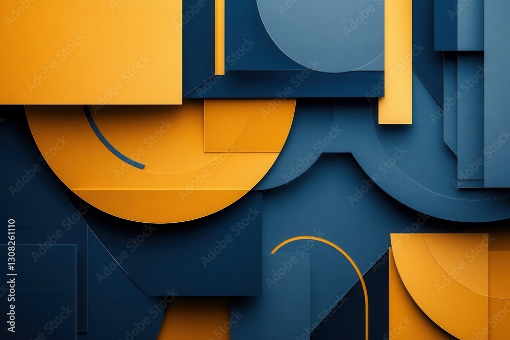 Poster sophisticated paper art composition showcasing geometric shapes symbolizing financial growth in deep