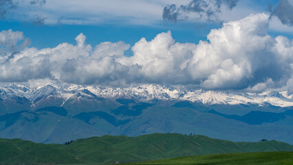 snow mountain landscape, gressland