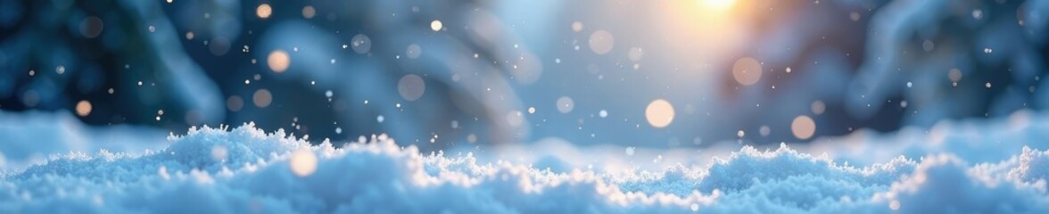 Obraz premium Snowflakes fall gently on the silent landscape, shimmering, crystal