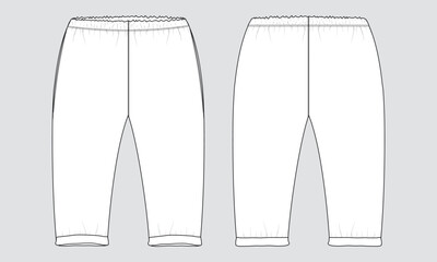 Legging pant  Technical drawing fashion flat sketch vector illustratino template for kids