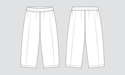 Trouser pant technical drawing fashion flat sketch vector illustration template front andback