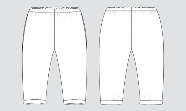 Legging pant  Technical drawing fashion flat sketch vector illustratino template for kids