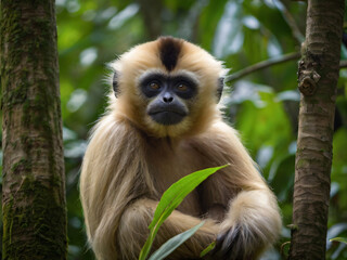 gibbon in green wild