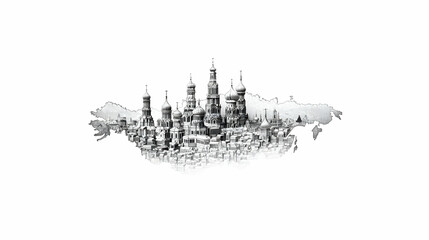 Detailed Artistic Illustration of Historic Architecture in Turkey
