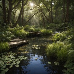 Obraz premium stream in the forest