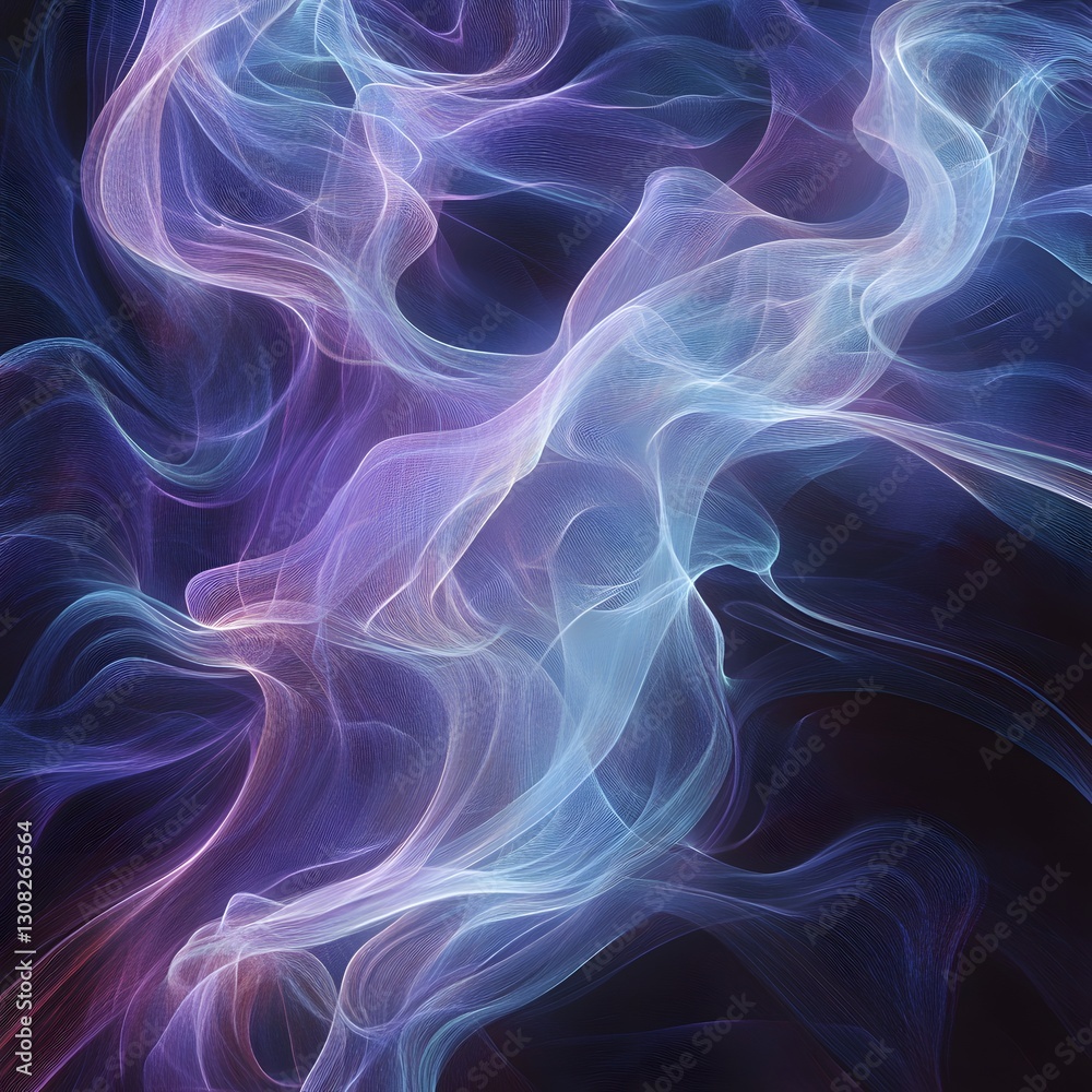 Poster a surreal pattern where woven fibers appear to be made of soft glowing mist