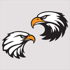 Eagle head and head on a gray background. Vector illustration.