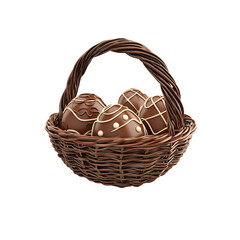 Delicious Chocolate Easter Eggs in a Wicker Basket