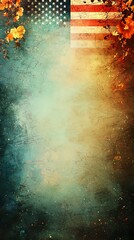 Autumnal US Flag Grunge Background.