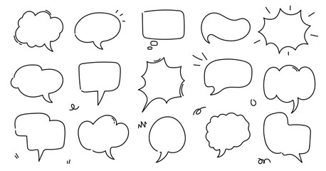 Fototapeta premium Set of hand drawn blank speech bubble for text, message, chating, badge