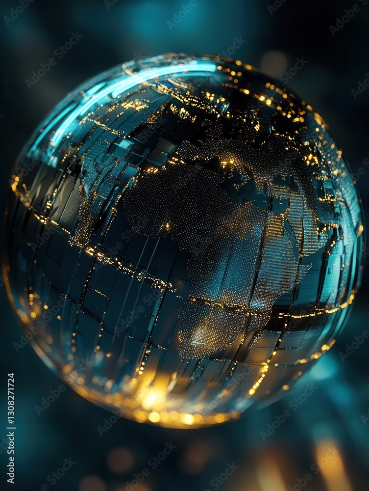 Leinwandbilder futuristic globe design showcasing diplomacy with glowing highlights in an elegant composition gener