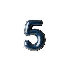 Fototapeta premium Glossy Dark Blue Number Five - 3D Rendered Digit