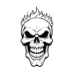 Skull head with fire illustration